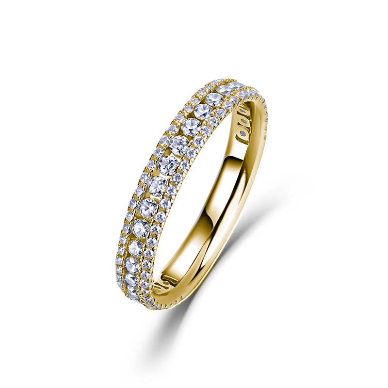 SR0478703款S925银镀18K金相守一生全Moissanite排戒0.96ct