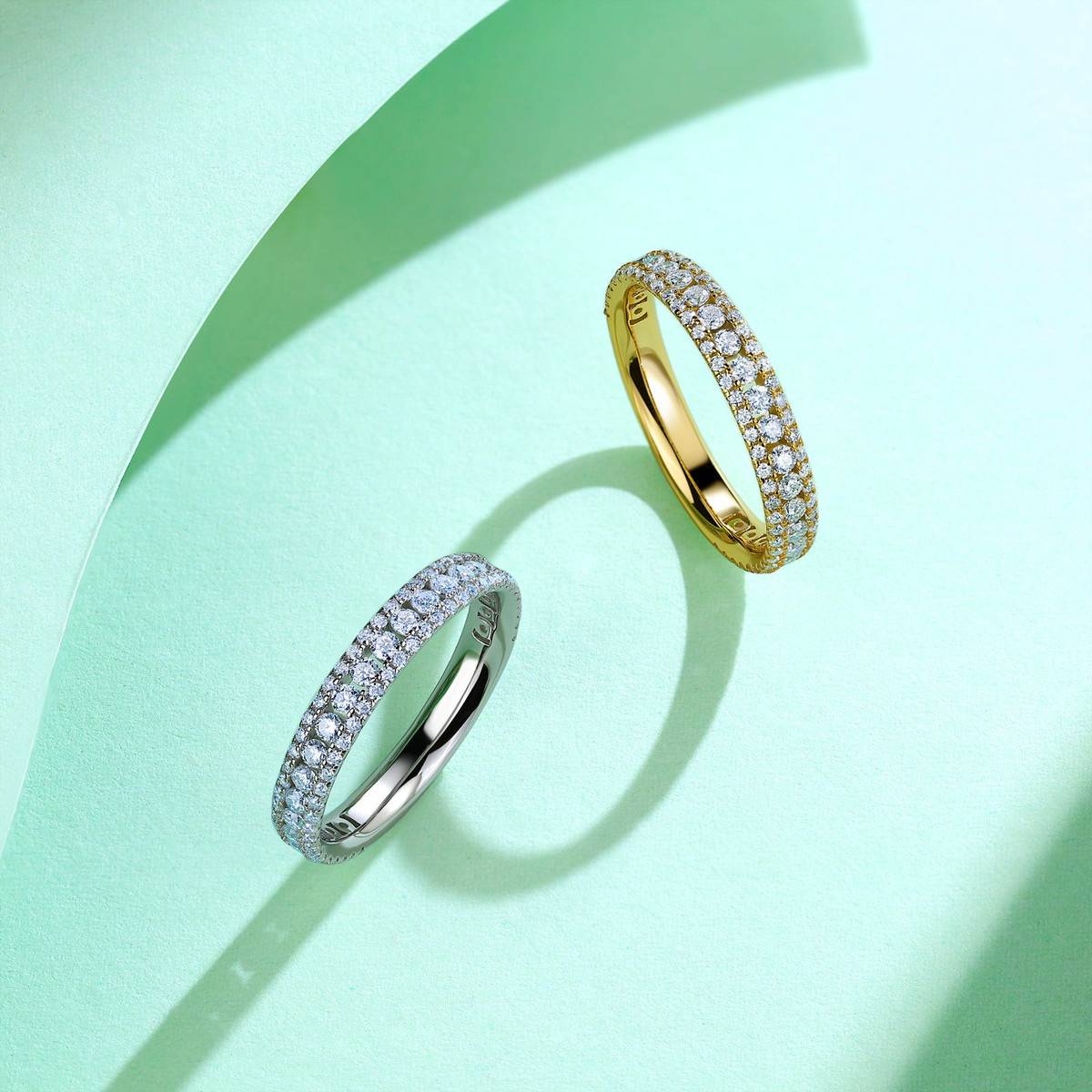 SR0478703款S925银镀18K金相守一生全Moissanite排戒0.96ct