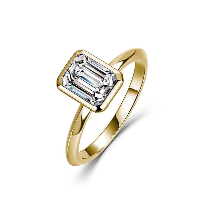 SR0618904款S925银镀18K金包镶祖母绿形MoissaniteWomen's Ring8*6mmmm/2.0ct