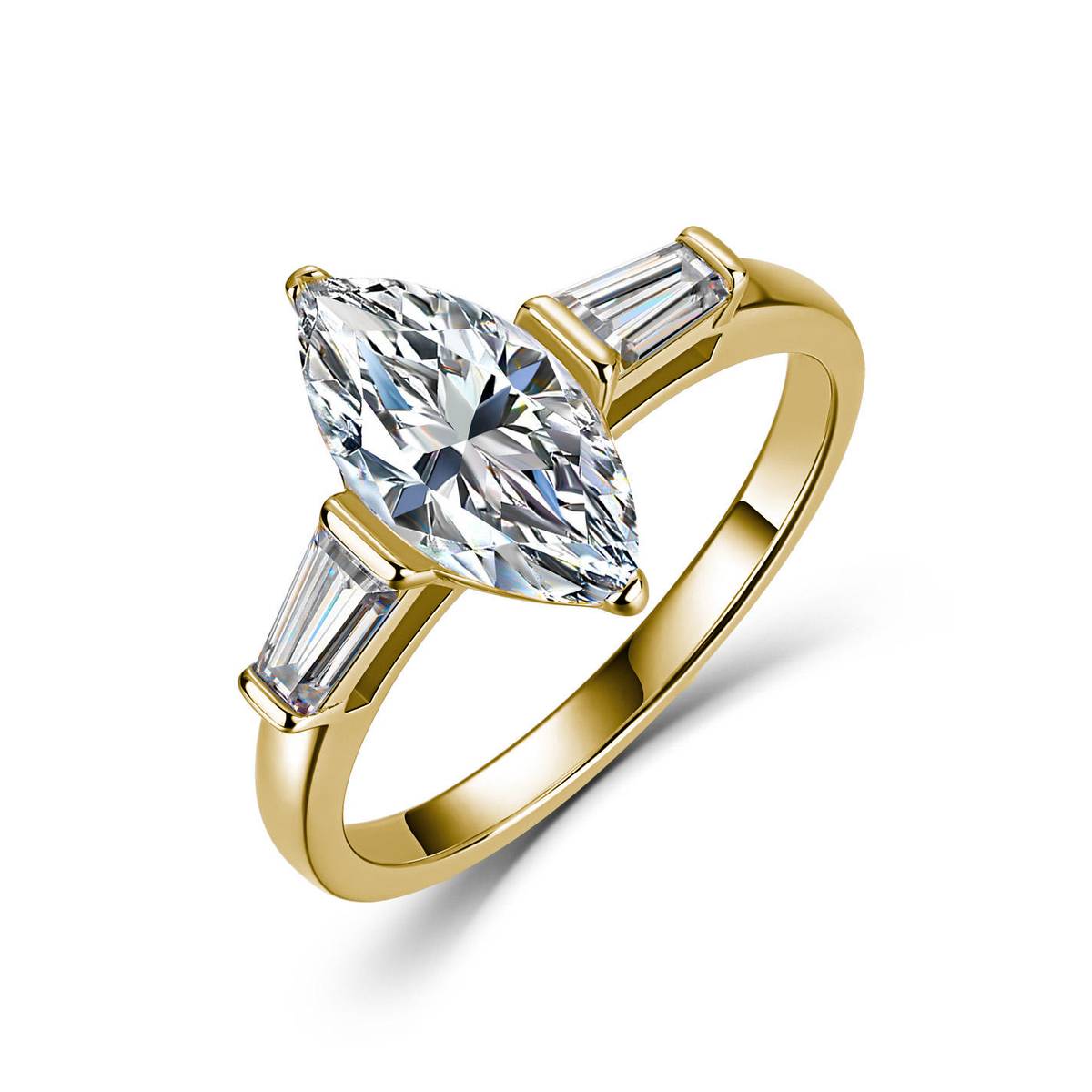 SR0619103款S925银镀18K金马眼形三石款全莫桑钻女戒2.6ct
