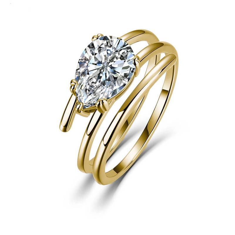 SR0636206款S925银镀18K金梨形MoissaniteFashionWomen's Ring10*7mmmm/2.0ct