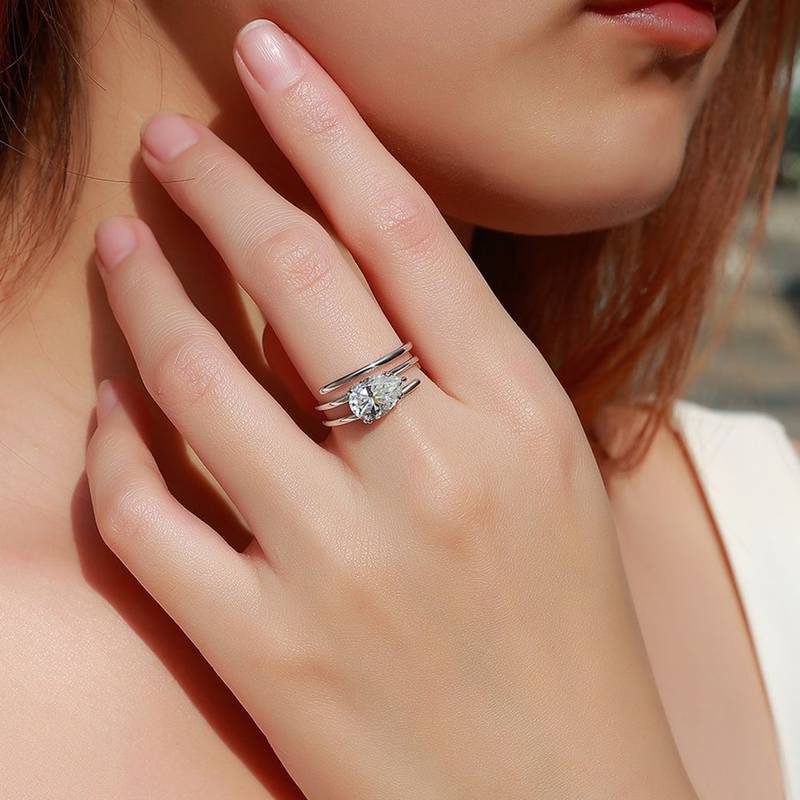 SR0636206款S925银镀18K金梨形MoissaniteFashionWomen's Ring10*7mmmm/2.0ct