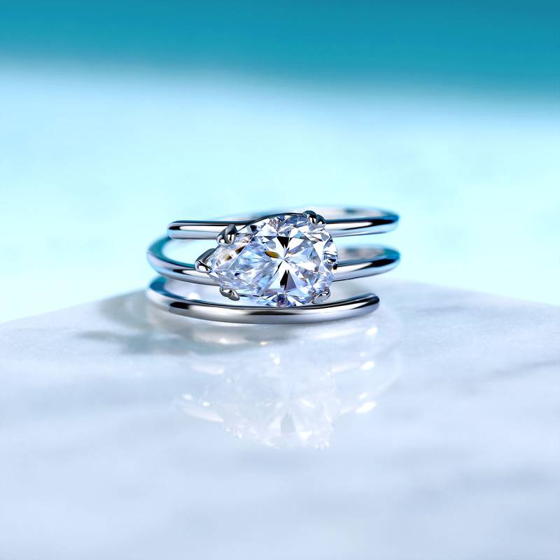 SR0636206款S925银镀18K金梨形MoissaniteFashionWomen's Ring10*7mmmm/2.0ct