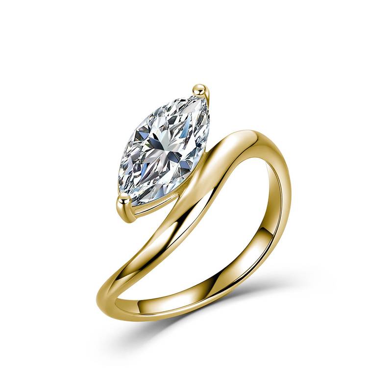 SR0636703款S925银镀18K金马眼形MoissaniteFashion个性Women's Ring12*6mmmm/2.0ct