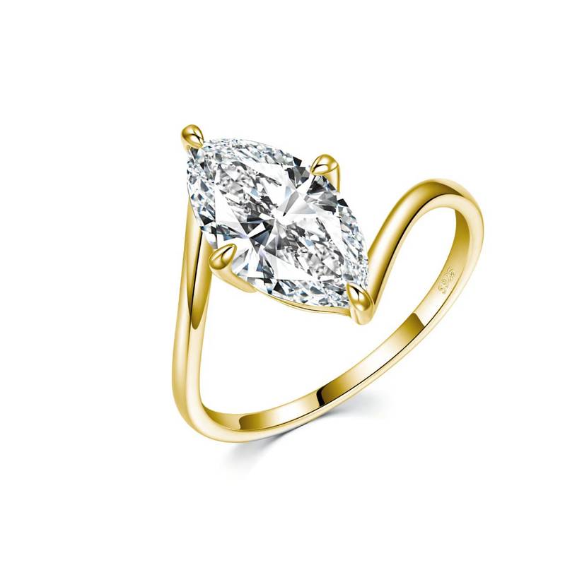 SR0650902款S925银镀18K金马眼形Moissanite永恒守护Ring14*7mmmm/3.0ct