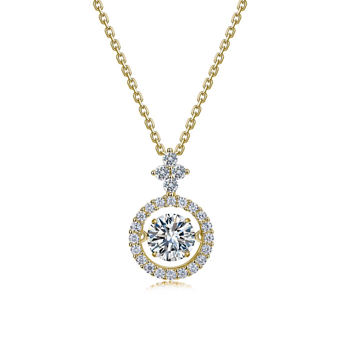 SP0529603款S925银镀18K金莫桑钻灵动摇弋生辉吊坠1.7ct