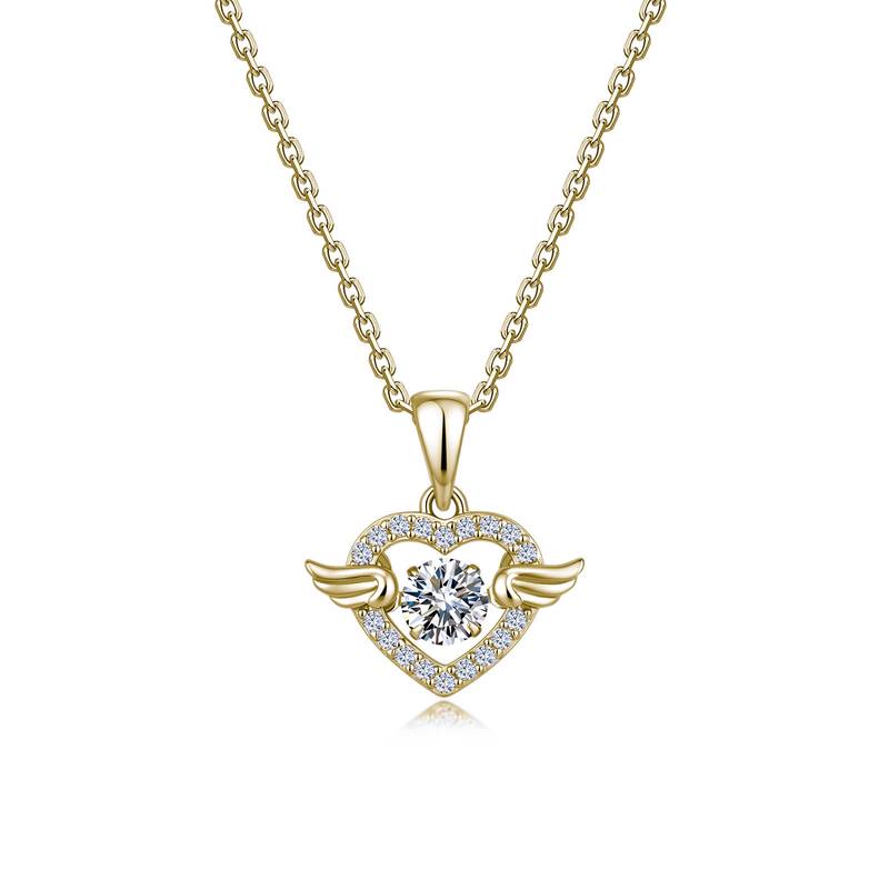 SP0366406款S925银镀18K金Moissanite爱心天使灵动Necklace0.6ct