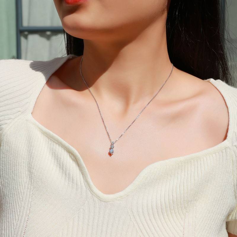 SN0217402款S925银镀18K金MoissaniteFashionNecklace0.9ct