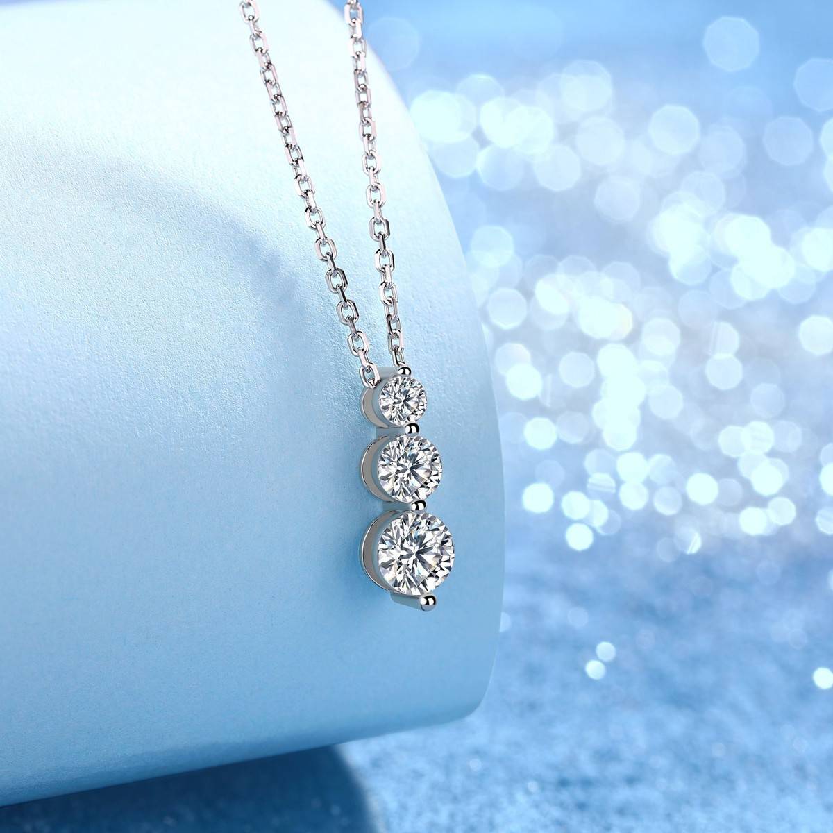 SN0217402款S925银镀18K金MoissaniteFashionNecklace0.9ct
