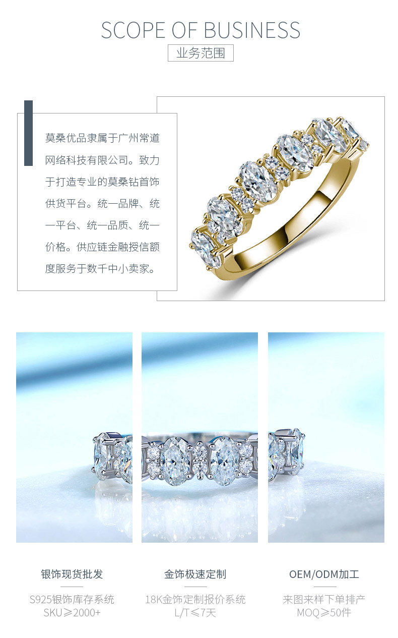 SR0690201款S925银镀18K金蛋形莫桑钻浪漫排戒1.94ct - 3
