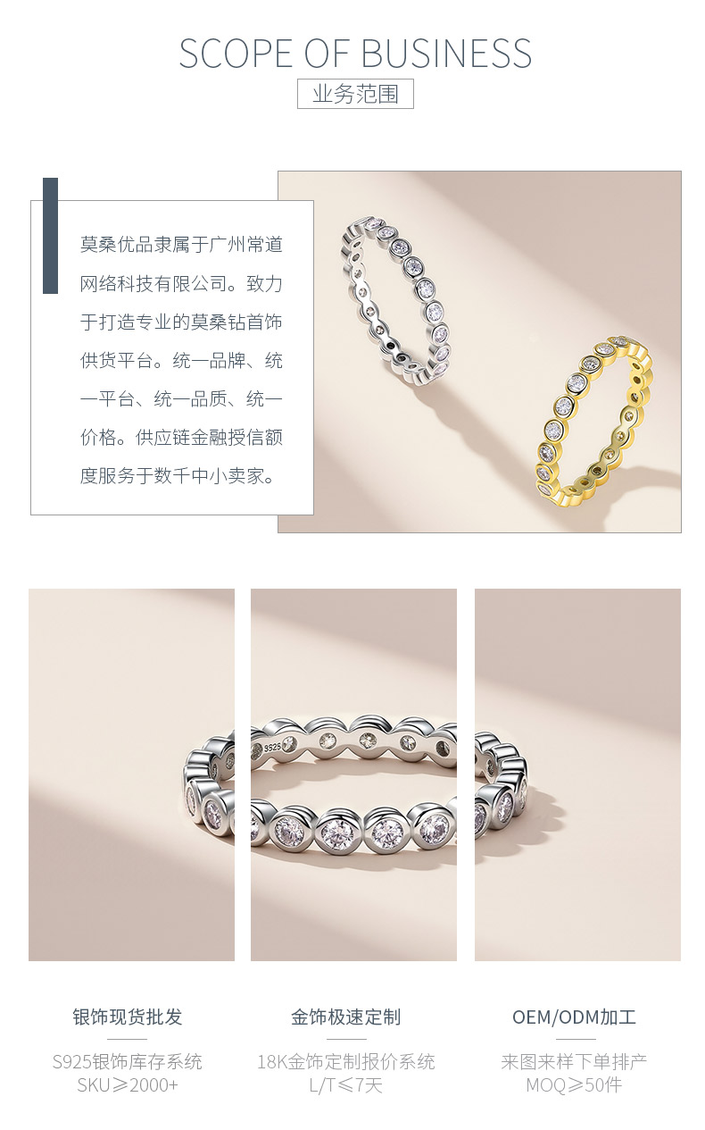 SR0233811款S925银镀18K金幸福包围全莫桑钻戒指0.6ct/1.14ct - 3
