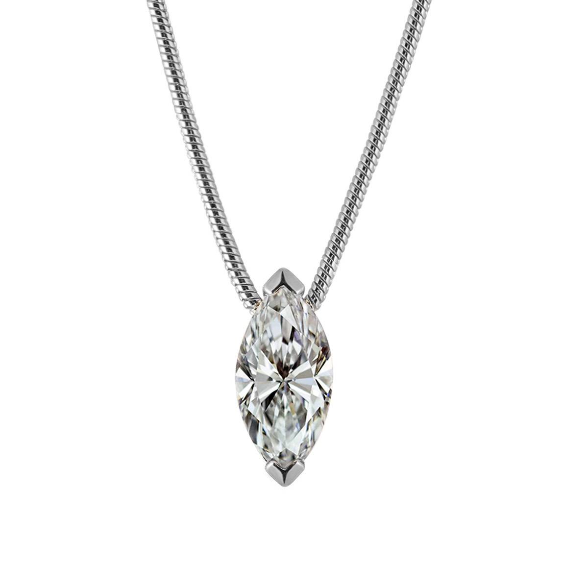 MP0019款S925银镀18K金马眼形切割MoissanitePendant1.0ct