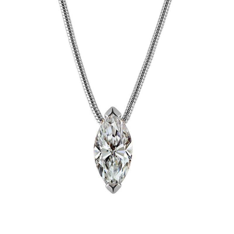 MP0019款S925银镀18K金马眼形切割MoissanitePendant1.0ct
