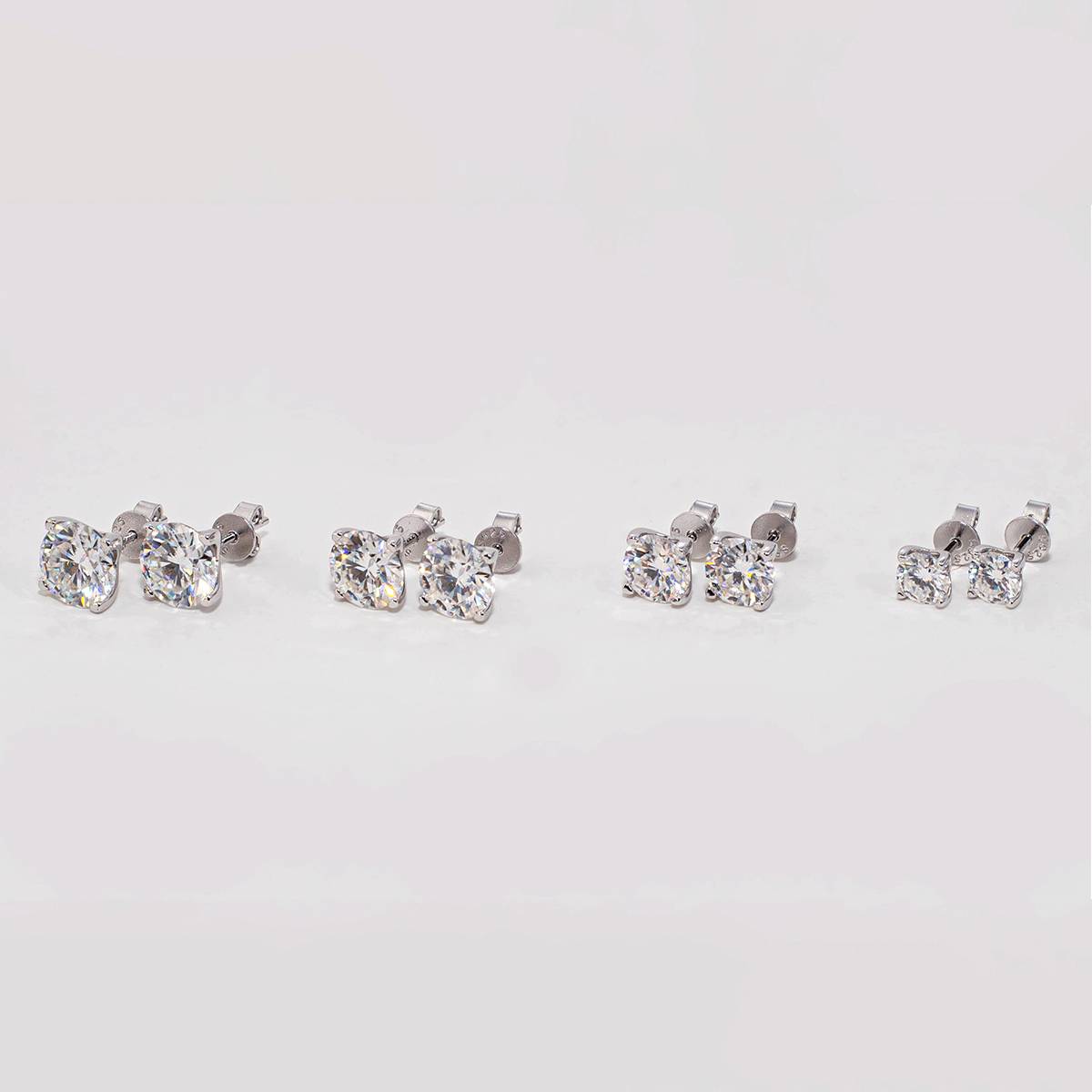 33S款S925银镀18K白金圆形Moissanite耀眼简约Stud Earring