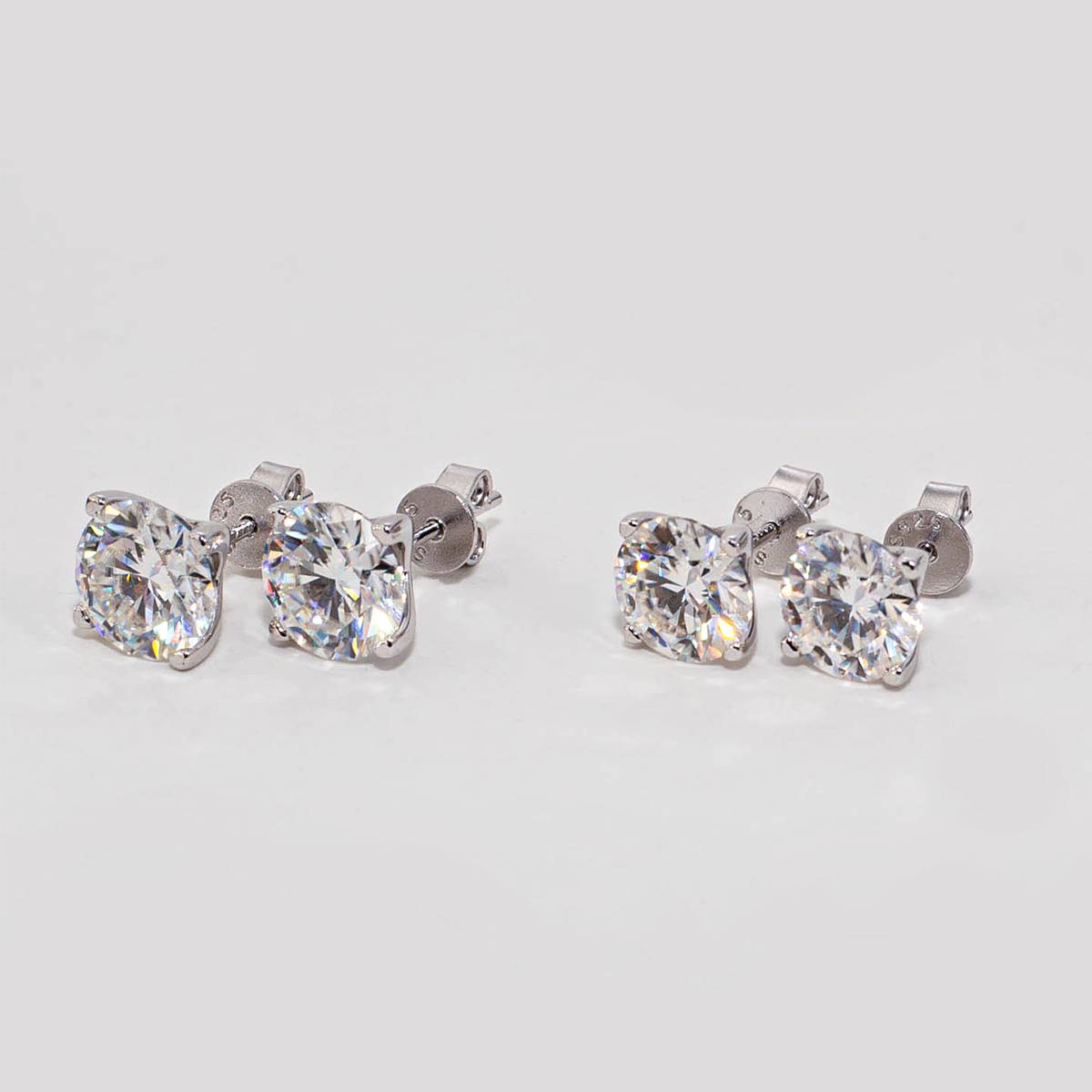 33S款S925银镀18K白金圆形Moissanite耀眼简约Stud Earring
