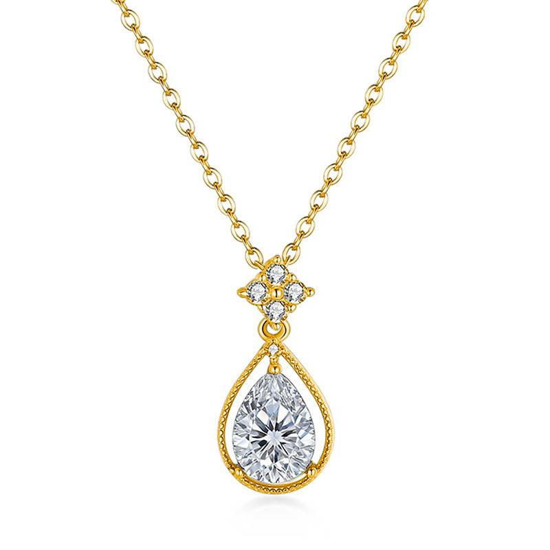 FX39535款S925银镀18K金水滴形Moissanite天使之泪Necklace主石8*6mmmm/1.25ct