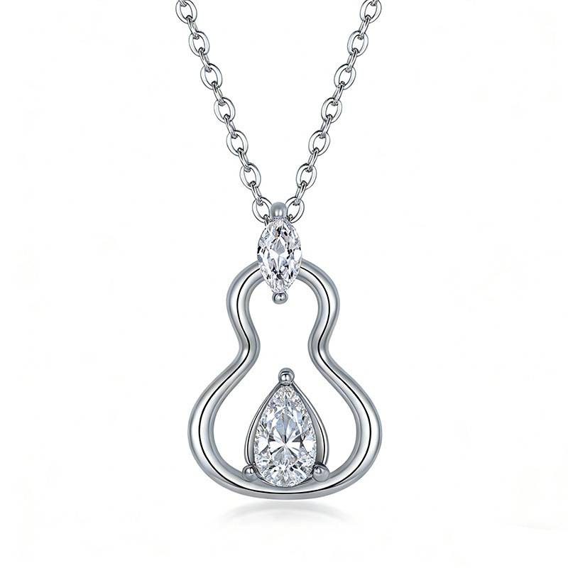 FX39541款S925银镀18K金水滴形Moissanite葫芦Necklace主石7*5mmmm/0.8ct