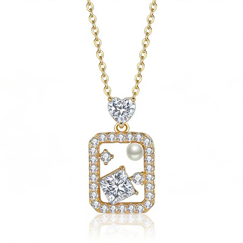 FX39618款S925银镀18K金莫桑钻珍珠魔法瓶子项链1.95ct