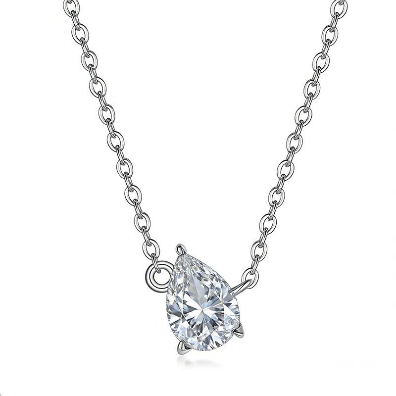 FX39620款S925银镀18K金水滴形Moissanite天使之泪Necklace主石5*7mmmm/0.8ct
