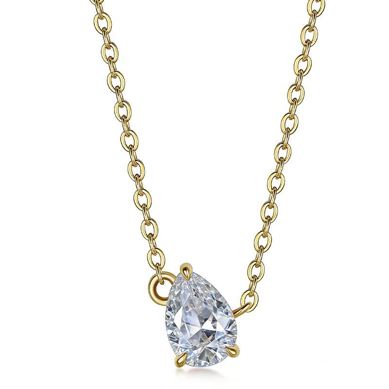 FX39620款S925银镀18K金水滴形Moissanite天使之泪Necklace主石5*7mmmm/0.8ct