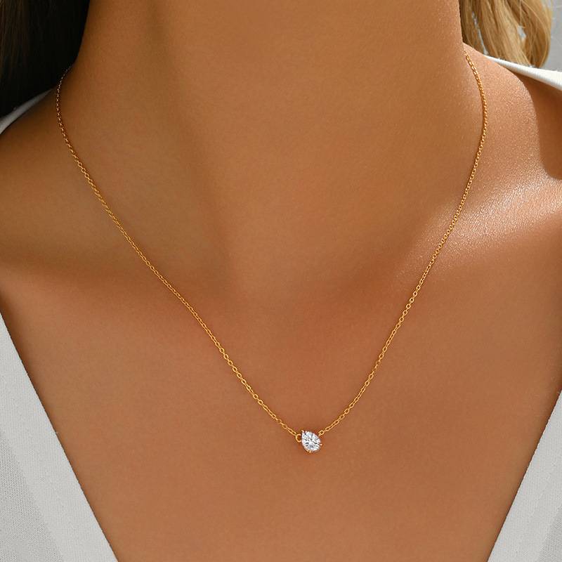 FX39620款S925银镀18K金水滴形Moissanite天使之泪Necklace主石5*7mmmm/0.8ct