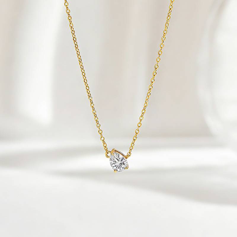 FX39620款S925银镀18K金水滴形Moissanite天使之泪Necklace主石5*7mmmm/0.8ct