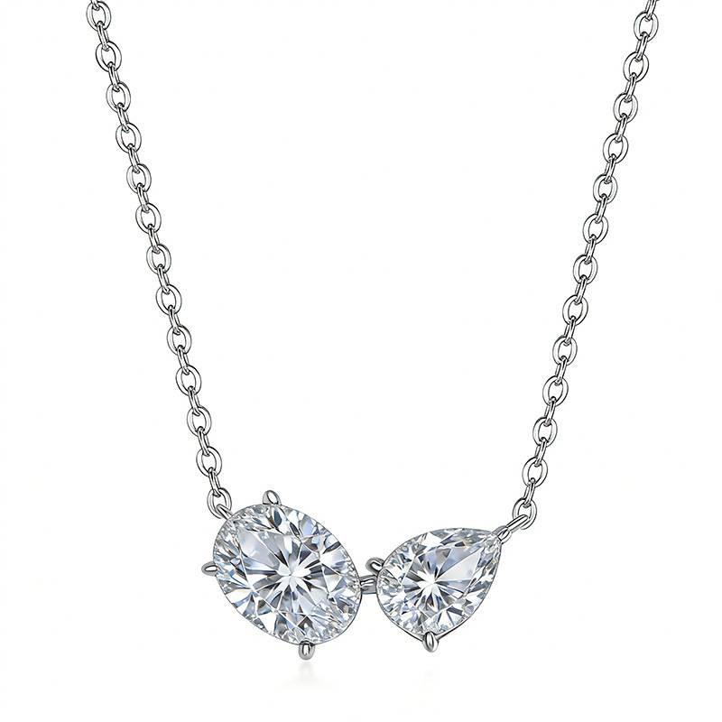 FX39622款S925银镀18K金双石款Moissanite有你相伴Necklace2.3ct