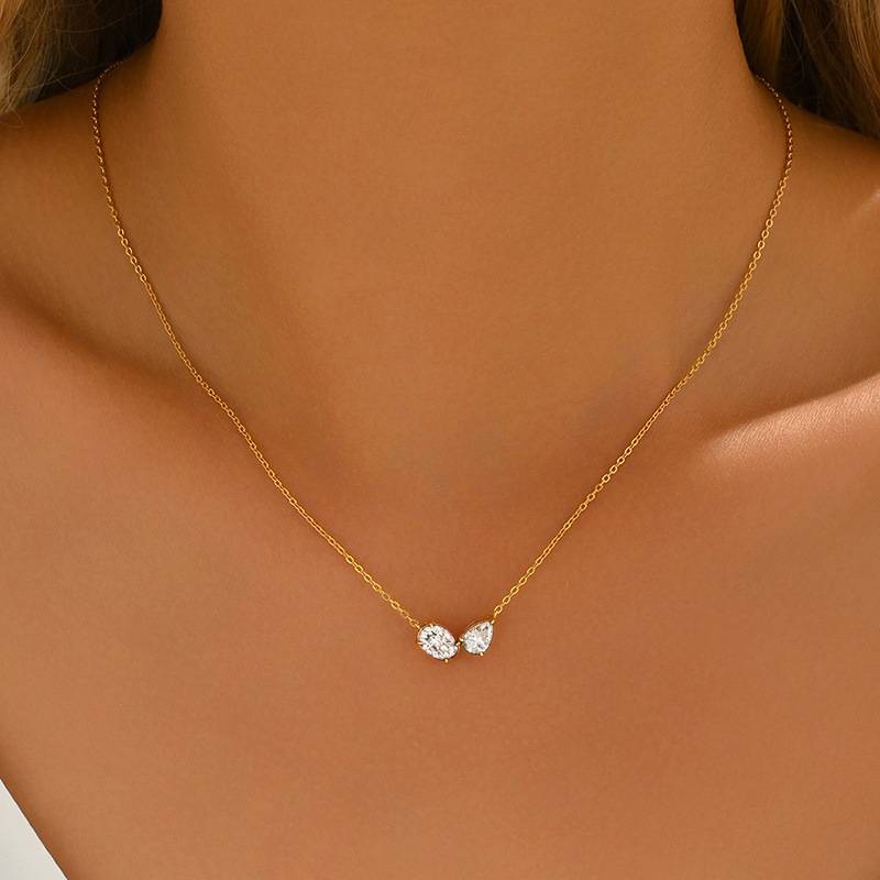 FX39622款S925银镀18K金双石款Moissanite有你相伴Necklace2.3ct