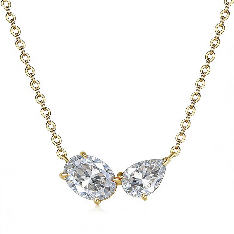 FX39622款S925银镀18K金双石款Moissanite有你相伴Necklace2.3ct