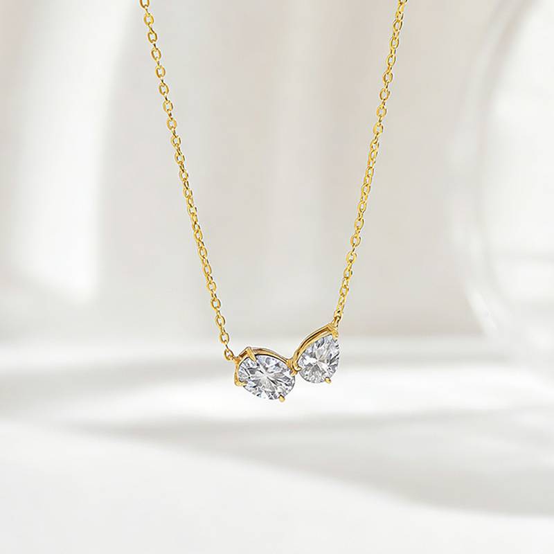FX39622款S925银镀18K金双石款Moissanite有你相伴Necklace2.3ct