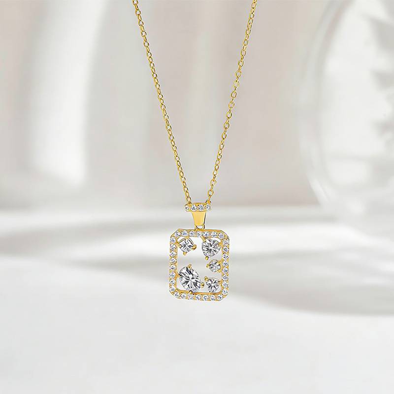 FX39888款S925银镀18K金莫桑钻魔法瓶子项链1.4ct