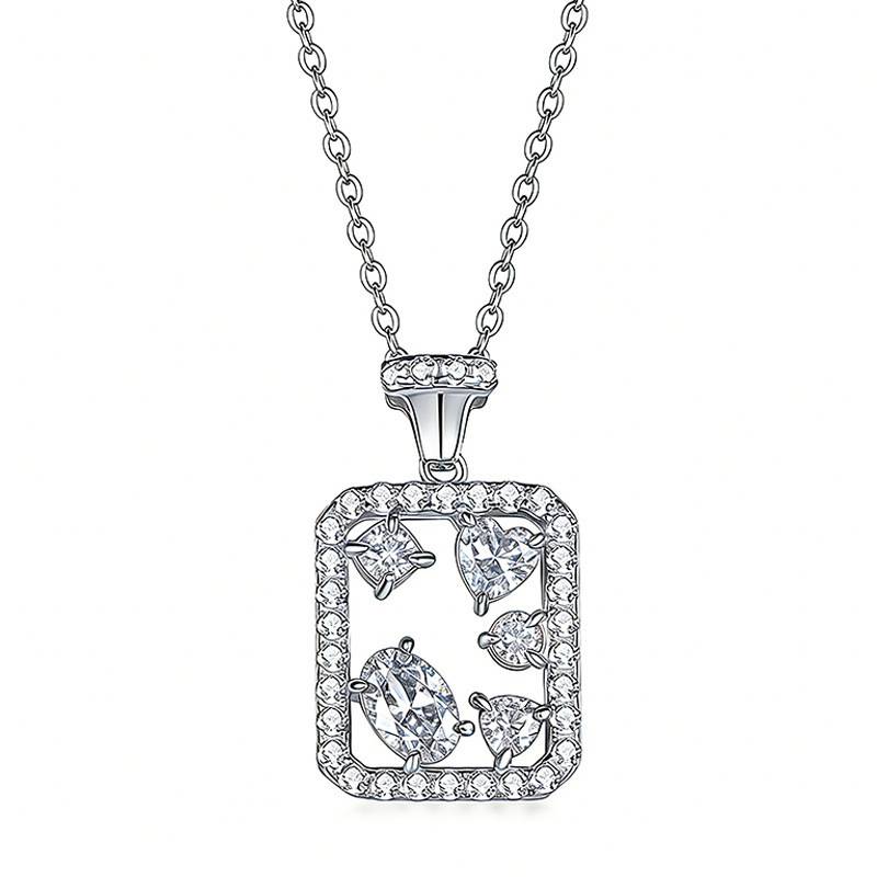 FX39888款S925银镀18K金莫桑钻魔法瓶子项链1.4ct
