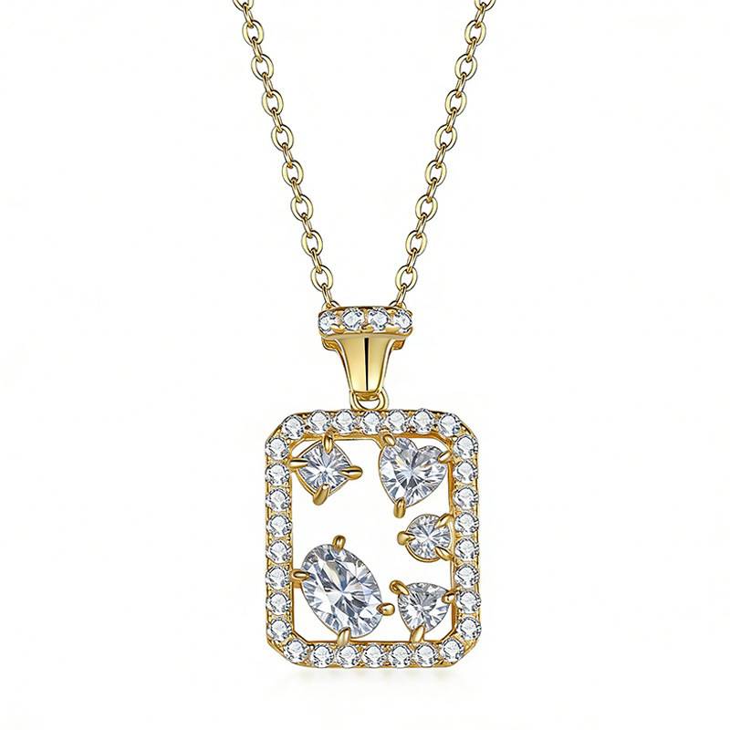 FX39888款S925银镀18K金莫桑钻魔法瓶子项链1.4ct