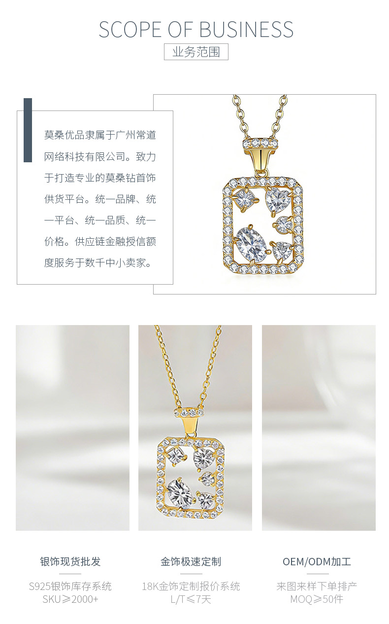 FX39888款S925银镀18K金莫桑钻魔法瓶子项链1.4ct - 3