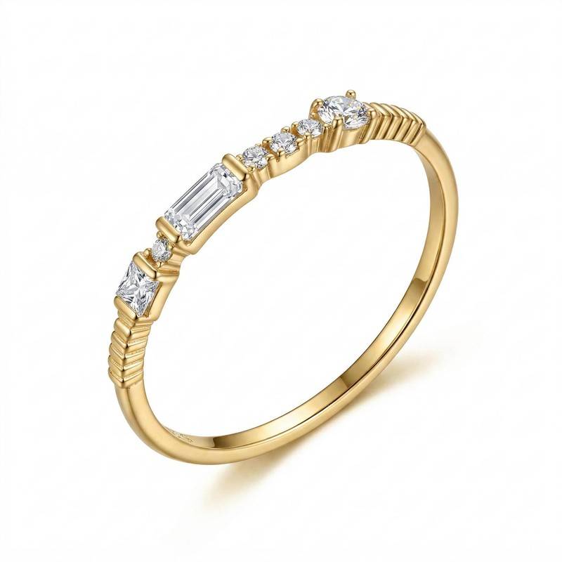FX39362款S925银镀18K金公主方长方莫桑钻气质轻奢百搭戒指0.4ct