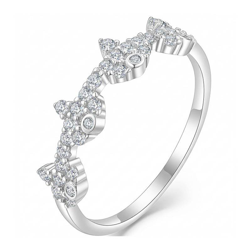 FX39365款S925银镀18K金MoissaniteV型气质Affordable Luxury百搭Women's Ring0.4ct