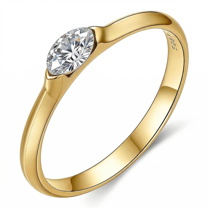 FX39372款S925银镀18K金马眼形Moissanite手捧幸福Affordable LuxuryWomen's Ring0.3ct