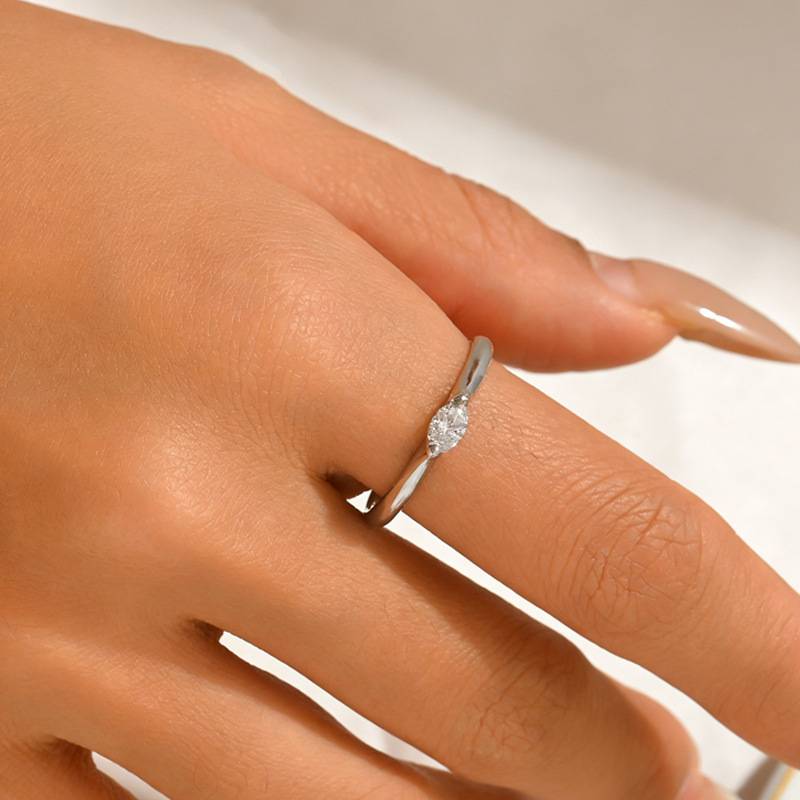 FX39372款S925银镀18K金马眼形Moissanite手捧幸福Affordable LuxuryWomen's Ring0.3ct