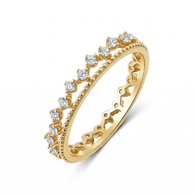 FX39376B款S925银镀18K金圆形Moissanite蕾丝Affordable LuxuryWomen's Ring0.4ct