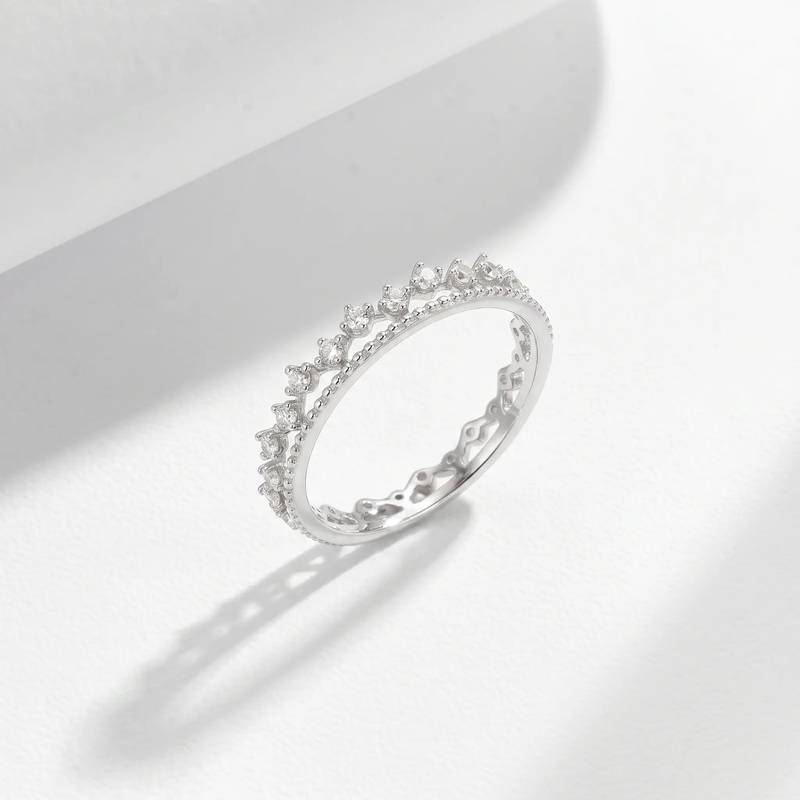 FX39376B款S925银镀18K金圆形Moissanite蕾丝Affordable LuxuryWomen's Ring0.4ct