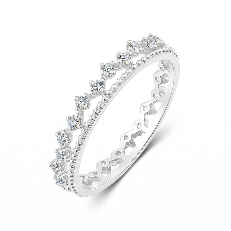 FX39376B款S925银镀18K金圆形Moissanite蕾丝Affordable LuxuryWomen's Ring0.4ct