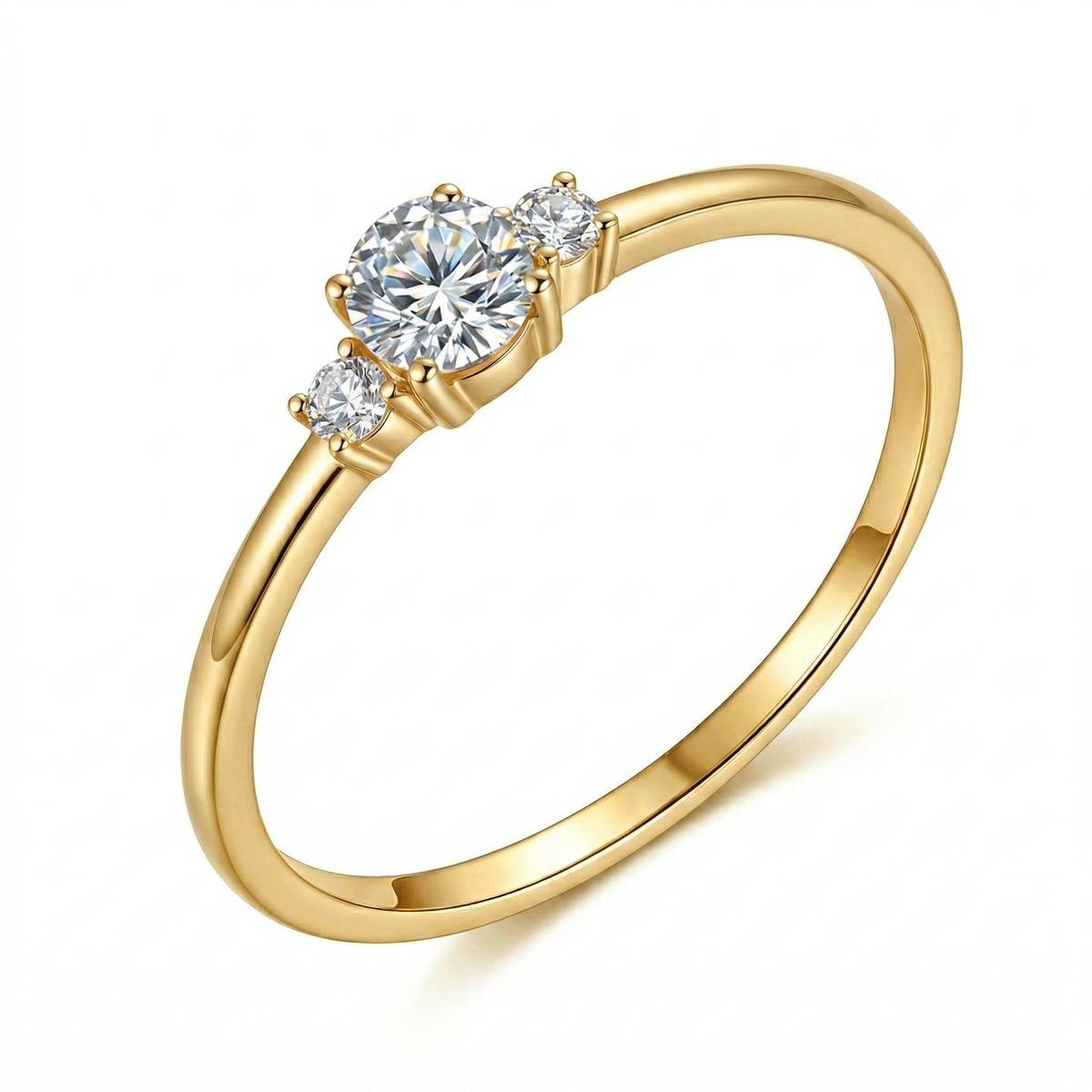 FX39384B款S925银镀18K金圆形Moissanite陪伴Affordable LuxuryWomen's Ring0.37ct