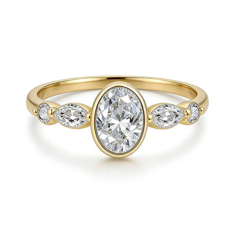 FX39501款S925银镀18K金蛋形Moissanite恒久的陪伴Affordable LuxuryWomen's Ring1.52