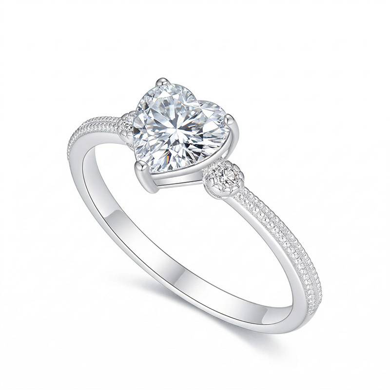 FX39506款S925银镀18K金心形Moissanite心之所向Affordable LuxuryWomen's Ring主石6.0mm/0.8ct