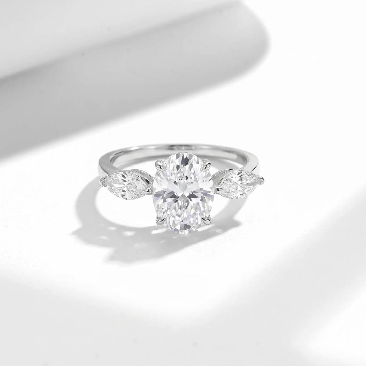 FX39616款S925银镀18K金蛋形Moissanite惺惺相惜Women's Ring主石8*6mmmm/1.5ct