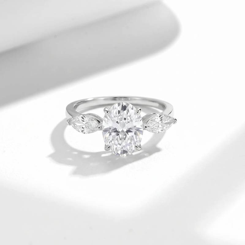 FX39616款S925银镀18K金蛋形Moissanite惺惺相惜Women's Ring主石8*6mmmm/1.5ct
