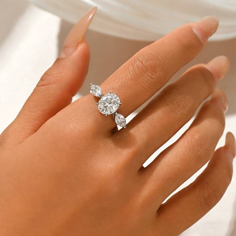 FX39616款S925银镀18K金蛋形Moissanite惺惺相惜Women's Ring主石8*6mmmm/1.5ct