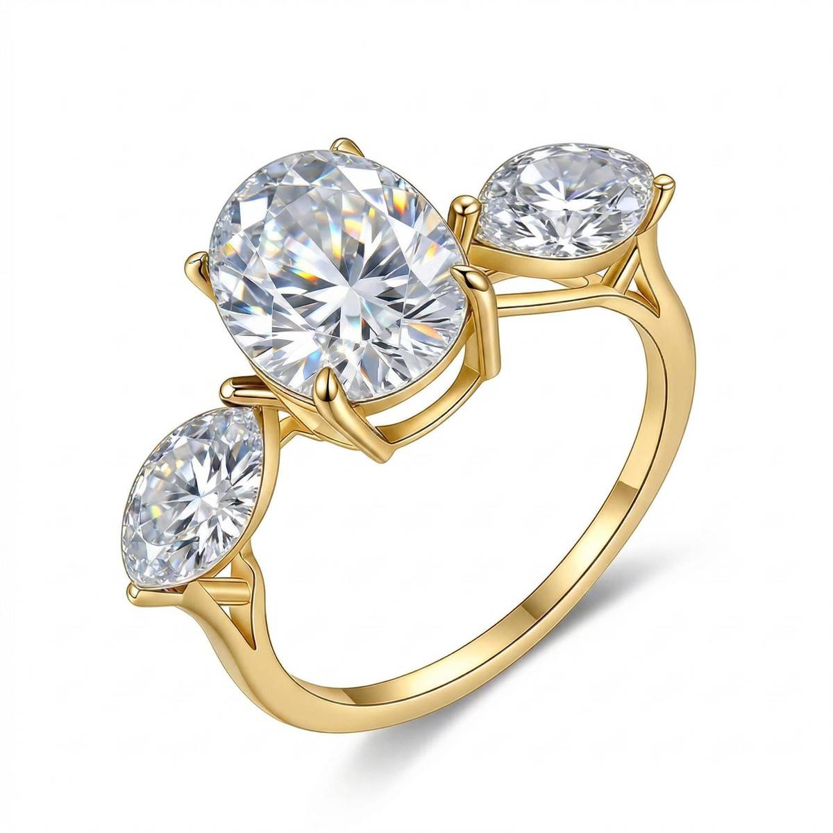 FX39616款S925银镀18K金蛋形Moissanite惺惺相惜Women's Ring主石8*6mmmm/1.5ct