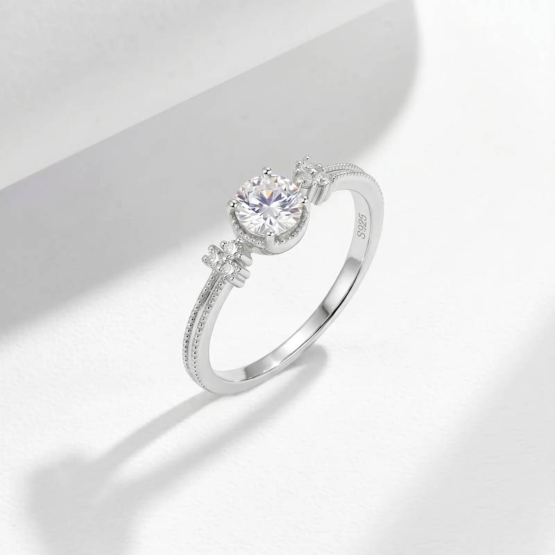 FX39379款S925银镀18K金蛋形Moissanite捧在心上Affordable LuxuryWomen's Ring0.5ct