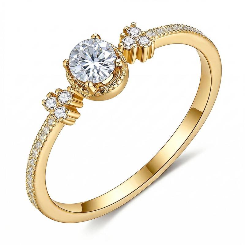 FX39379款S925银镀18K金蛋形Moissanite捧在心上Affordable LuxuryWomen's Ring0.5ct